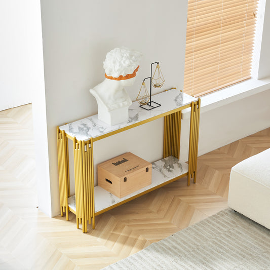 Mireille Modern Console Table with White Sintered Stone Top