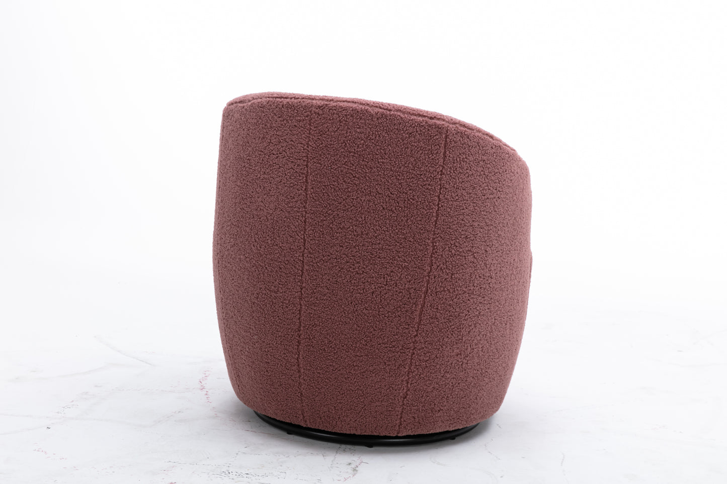 Trinity Teddy Upholstered Swivel Barrel Chair with Metal Ring - Dark Red
