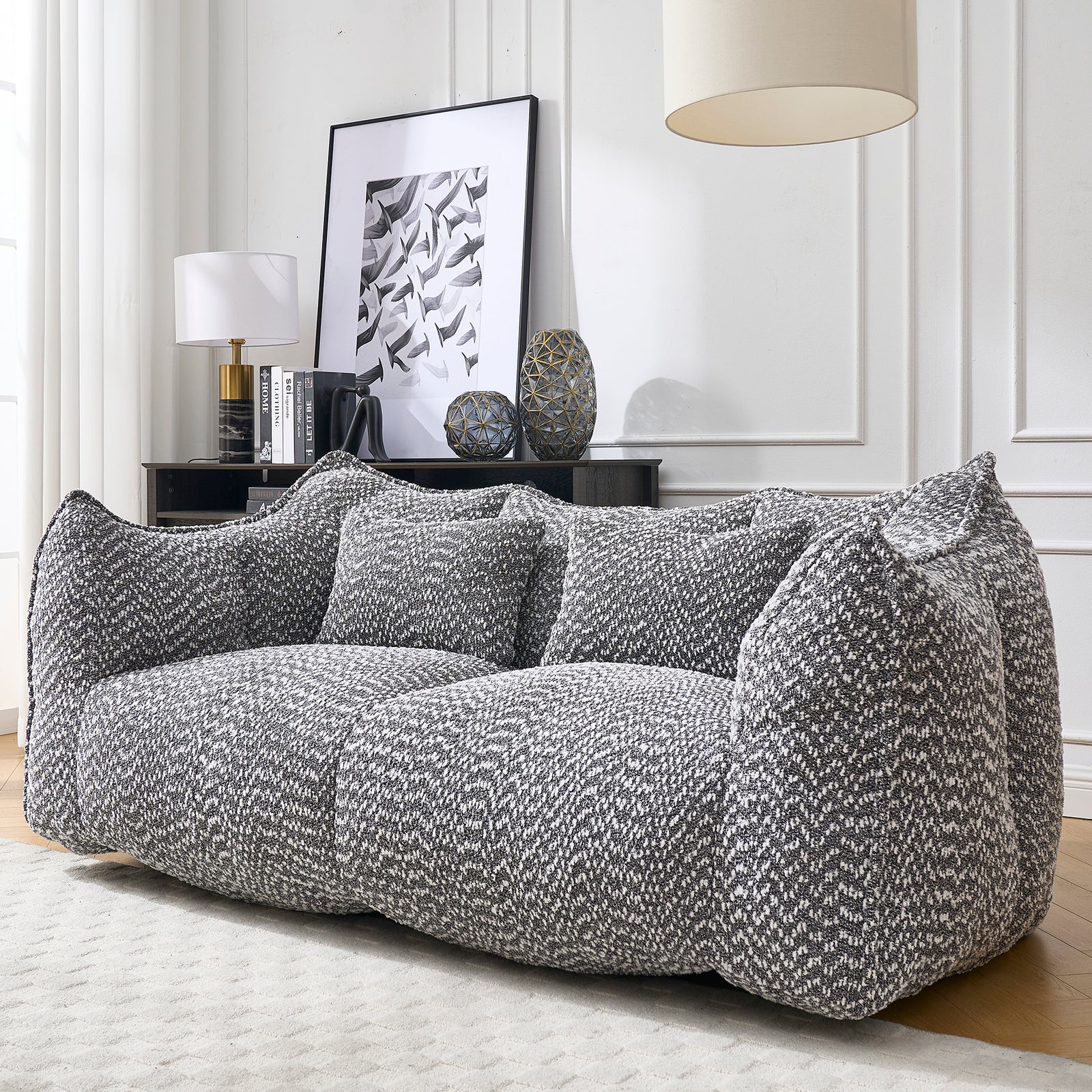 Holly Plush Chenille Upholstered 2-seat Beanbag Chair (Multiple Colors)
