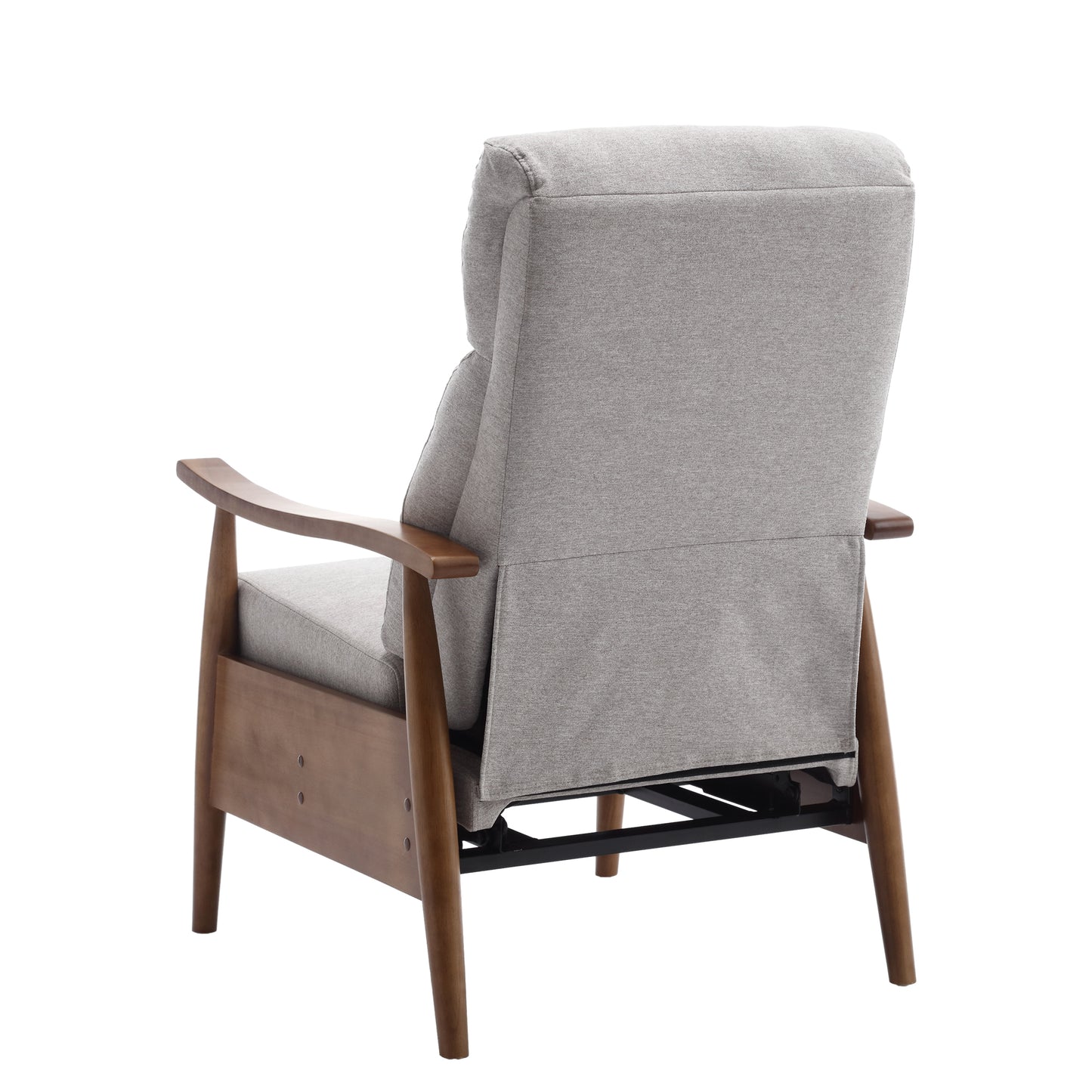 Asher Mid-Century Modern Lounge Chair with Wooden Frame - Light Gray