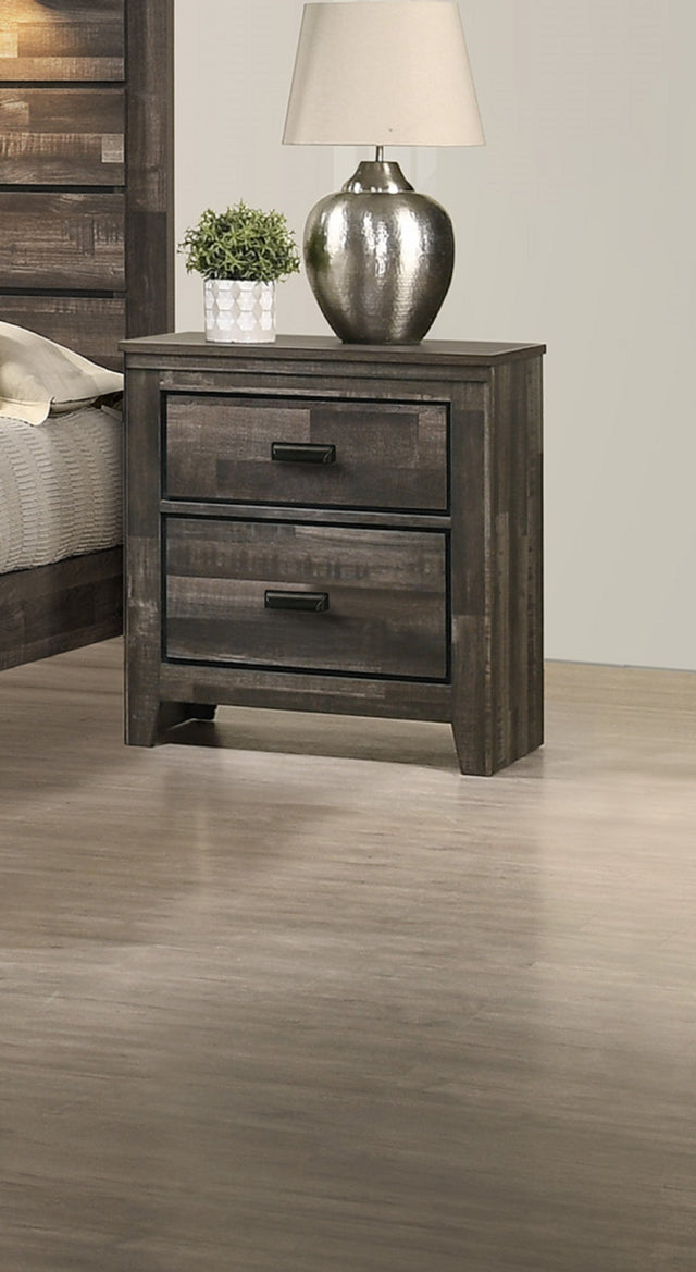 Mason Contemporary 2-Drawer Nightstand, Mixed Brown