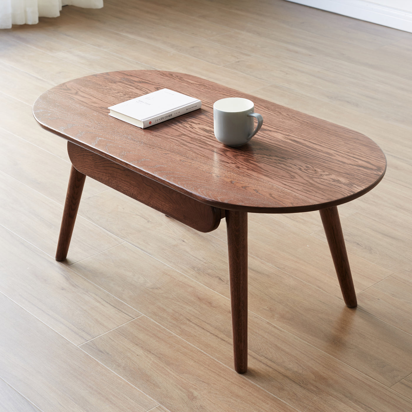 George Solid Wood Single Drawer Coffee Table in Walnut