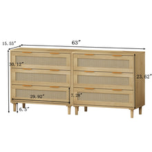 Clyde Mid-Century Modern 3-Drawer Cabinets in Natural with Rattan Drawers (Set of 2)