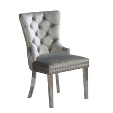 Emma Velvet Wingback Chairs with Mirrored Silver Legs (Set of 2), Gray