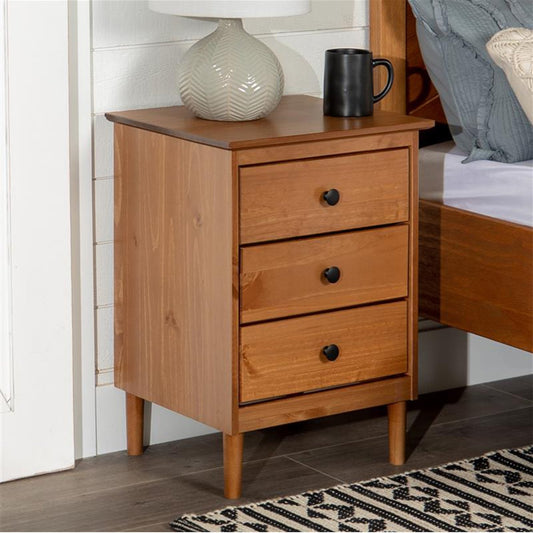 Elevia Modern Minimalist Solid Wood Nightstand - Caramel