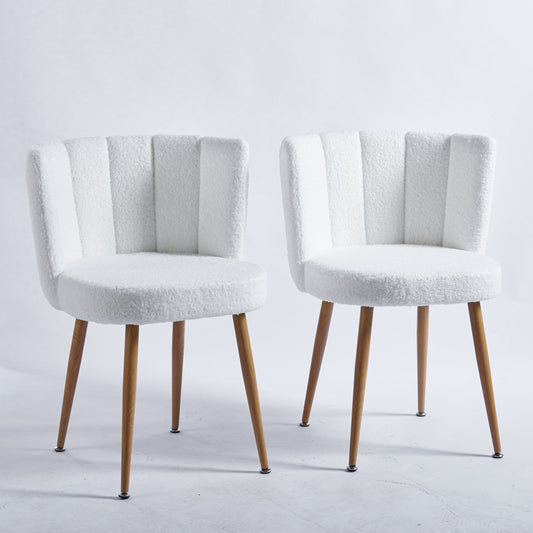 Nixie Morn Faux Fur Side Chairs (Set of 2), White