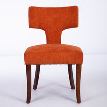 Mid Century Modern Farmhouse Linen Fabric Upholstered Dining Chairs Set of 2 Orange
