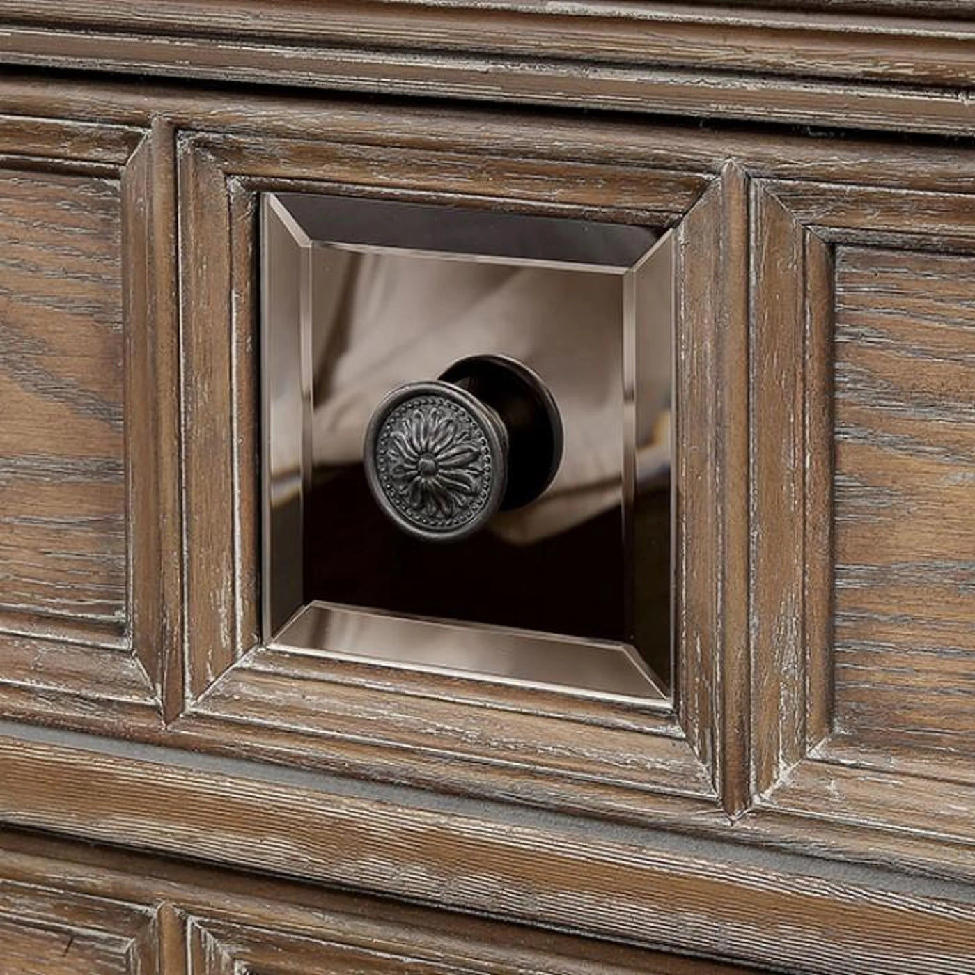 Logan Rustic Traditional 3-Drawer Solid Wood Nightstand with Bronze Knobs