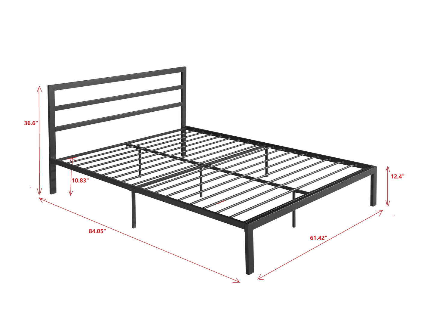 Eulalia Modern Minimalist Queen Platform Bed, Gray