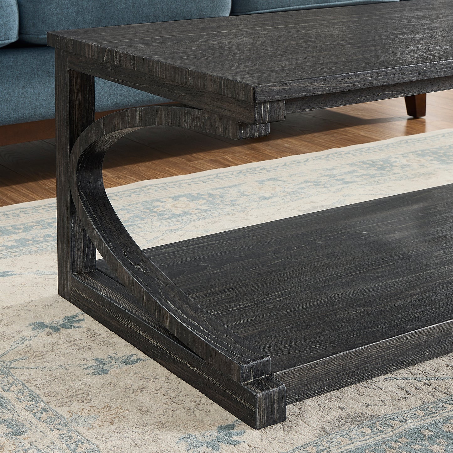 Cassian Unique Solid Wood Coffee Table, Black