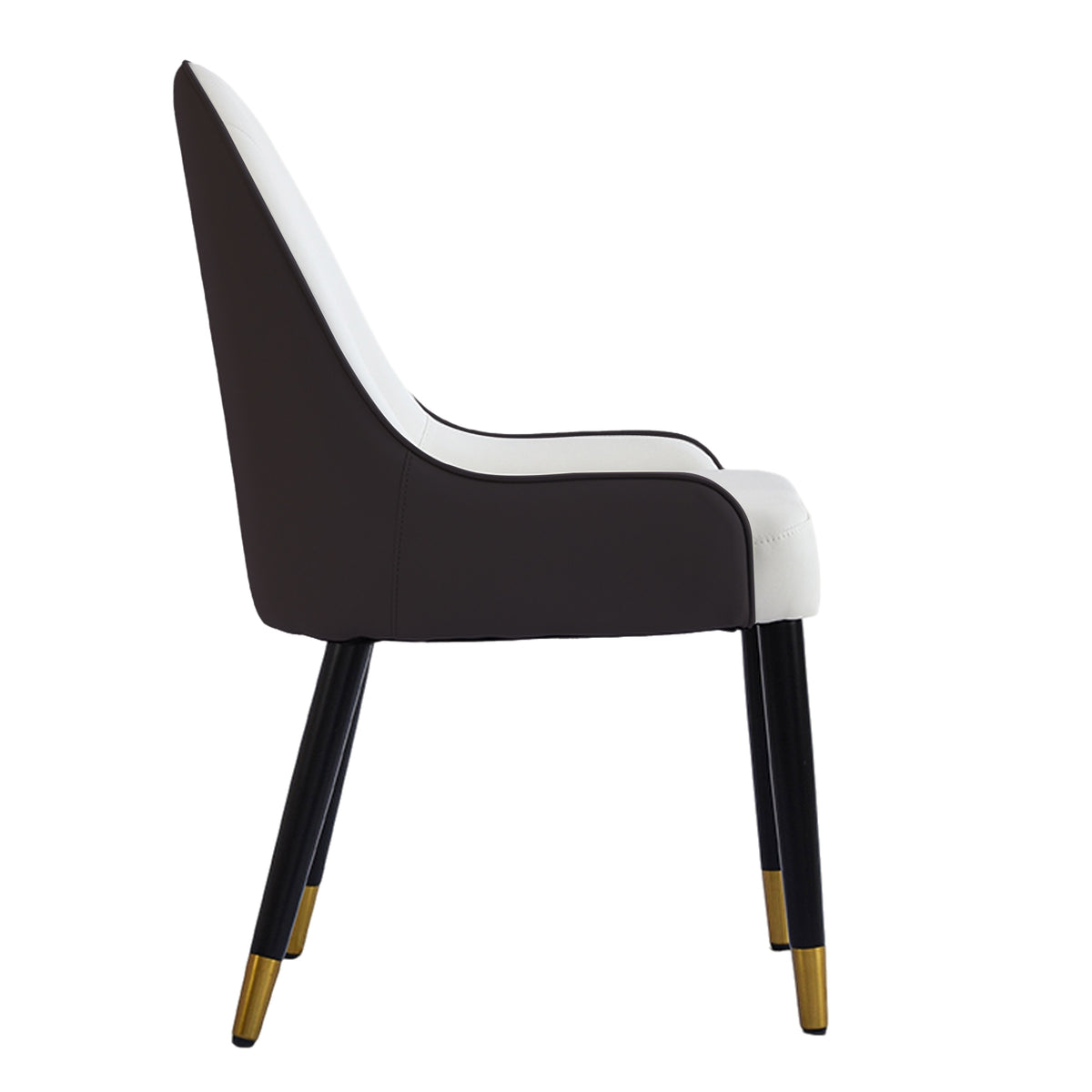 Appleton PU Leather Dining Side Chairs with Gold Tipped Legs (Set of 2) White & Dark Brown