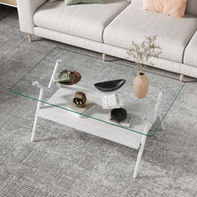 Waylon Modern Gray Glass Top Coffee Table, White