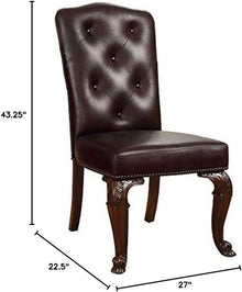 Roland Traditional Padded Leatherette Side Chair, Brown Cherry