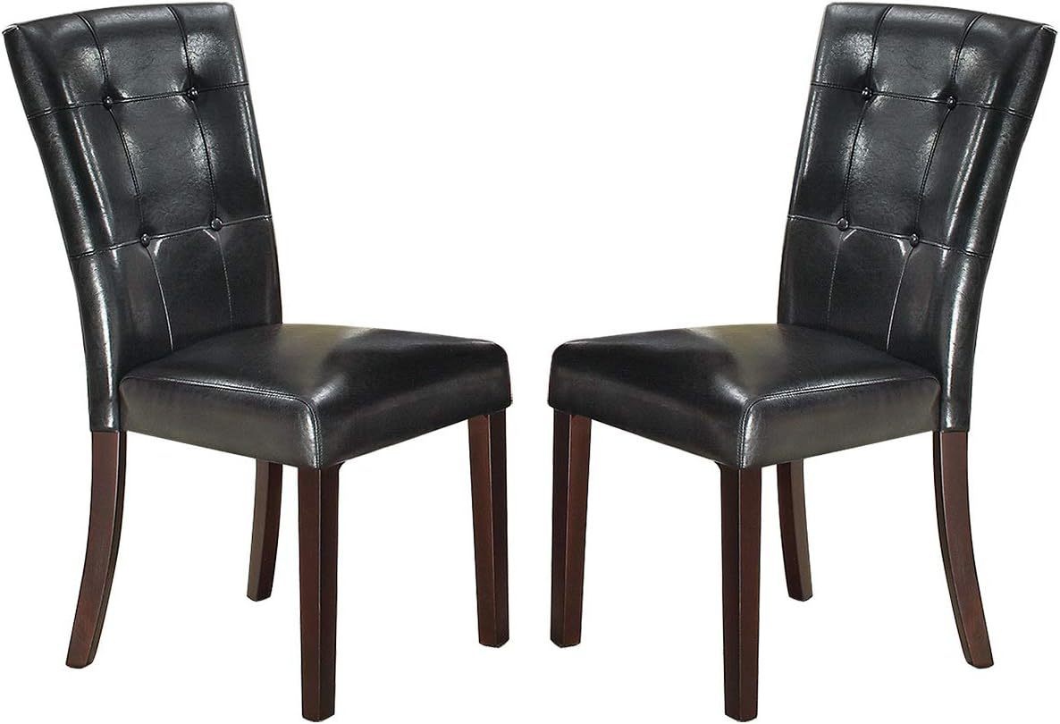 Bali Contemporary Leatherette Parson Chairs (Set of 2) - Black