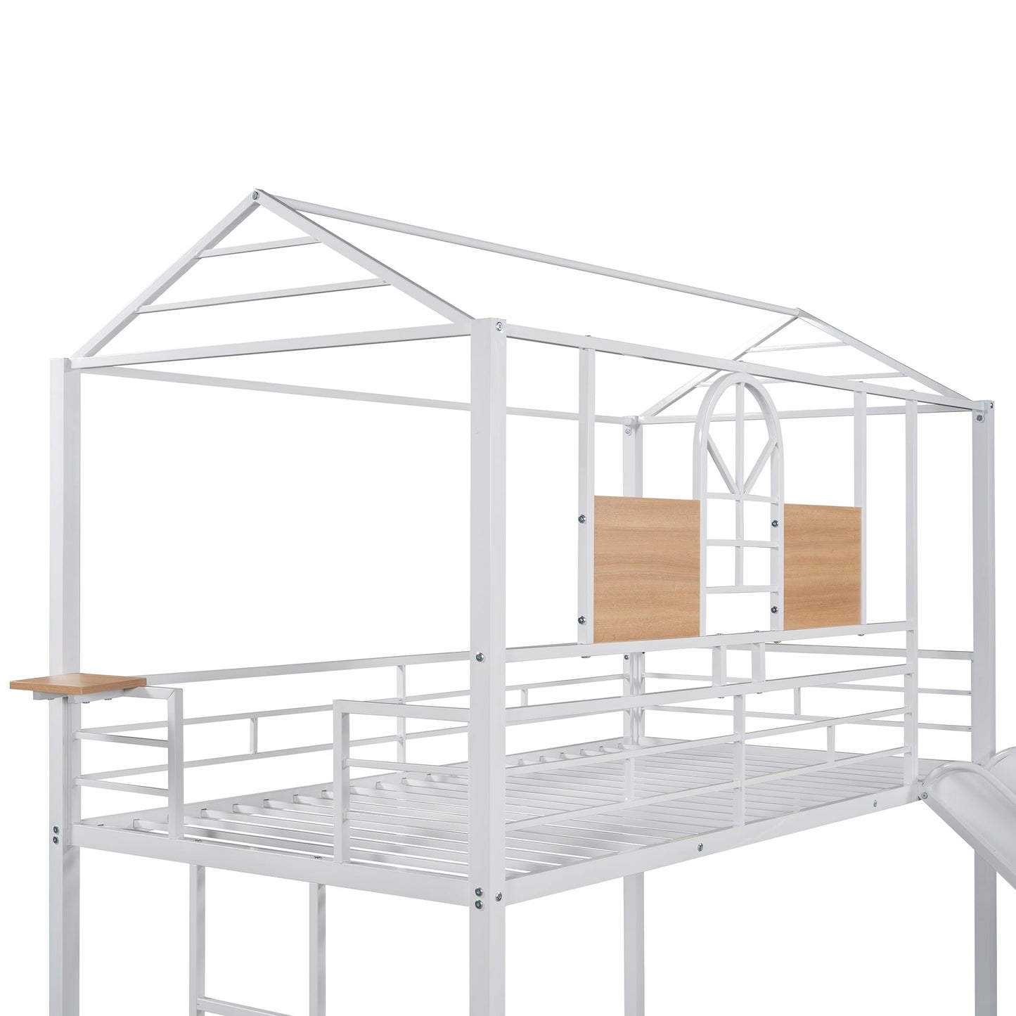 Lester Twin over Twin Metal Bunk Bed with Slide, White