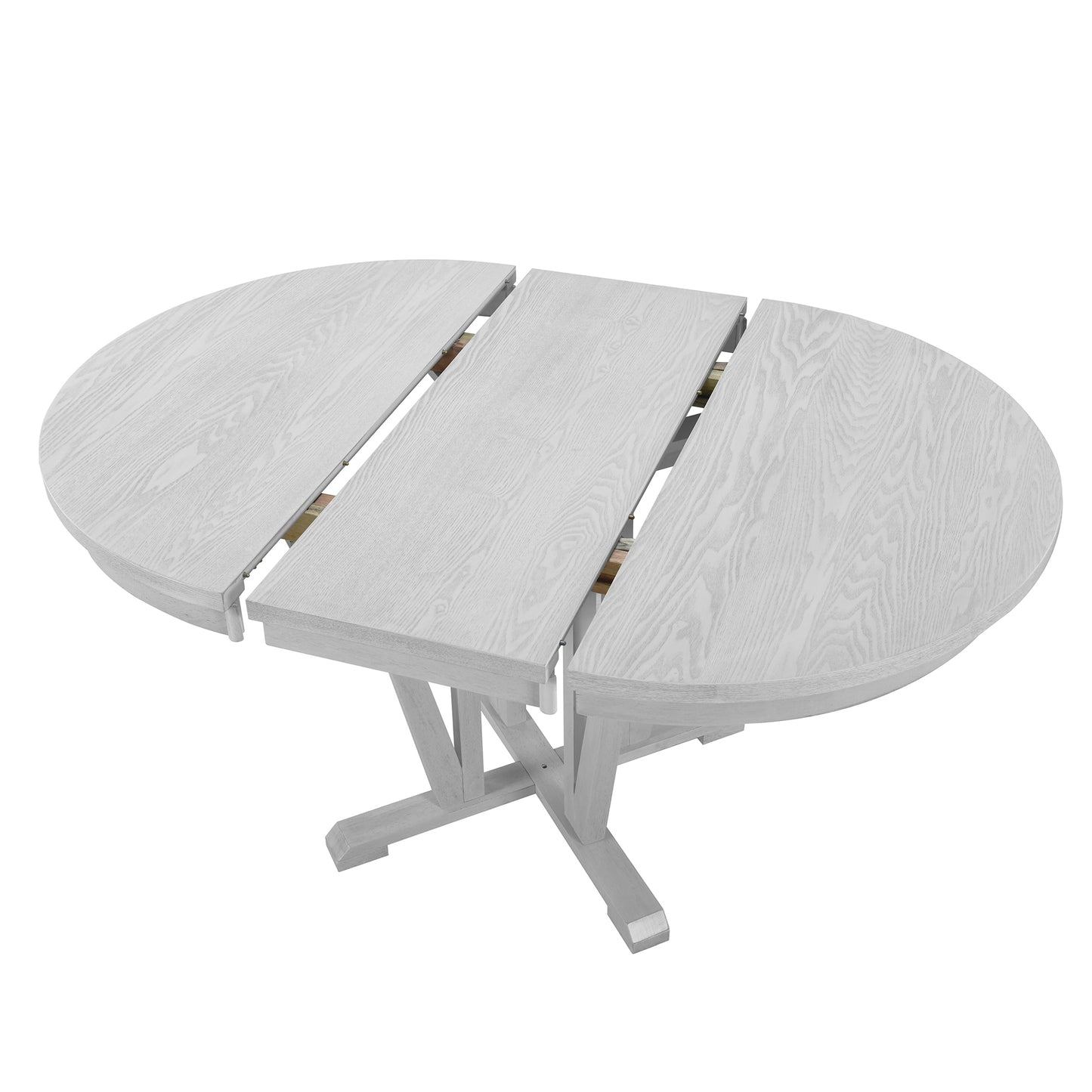 Harper Rustic 5-Piece Extendable Dining Table Set, Light Gray