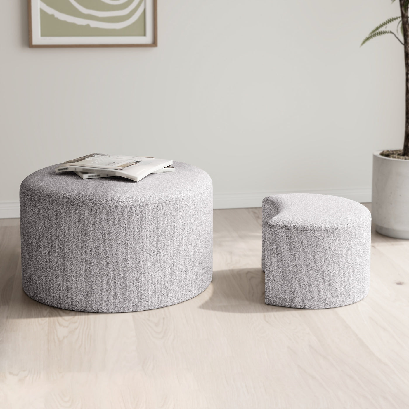 Maddison 2PC Nesting Ottoman, Beige