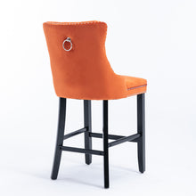 Nella 26" Velvet Counter Height Bar Stools with Black Legs (Set of 2) Orange