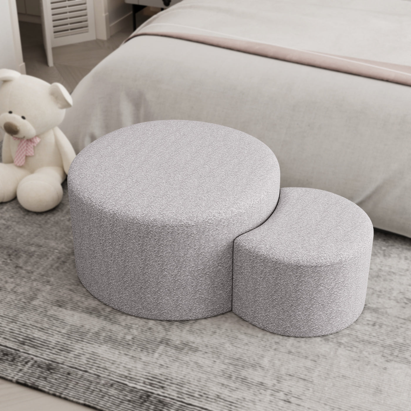 Maddison 2PC Nesting Ottoman, Beige