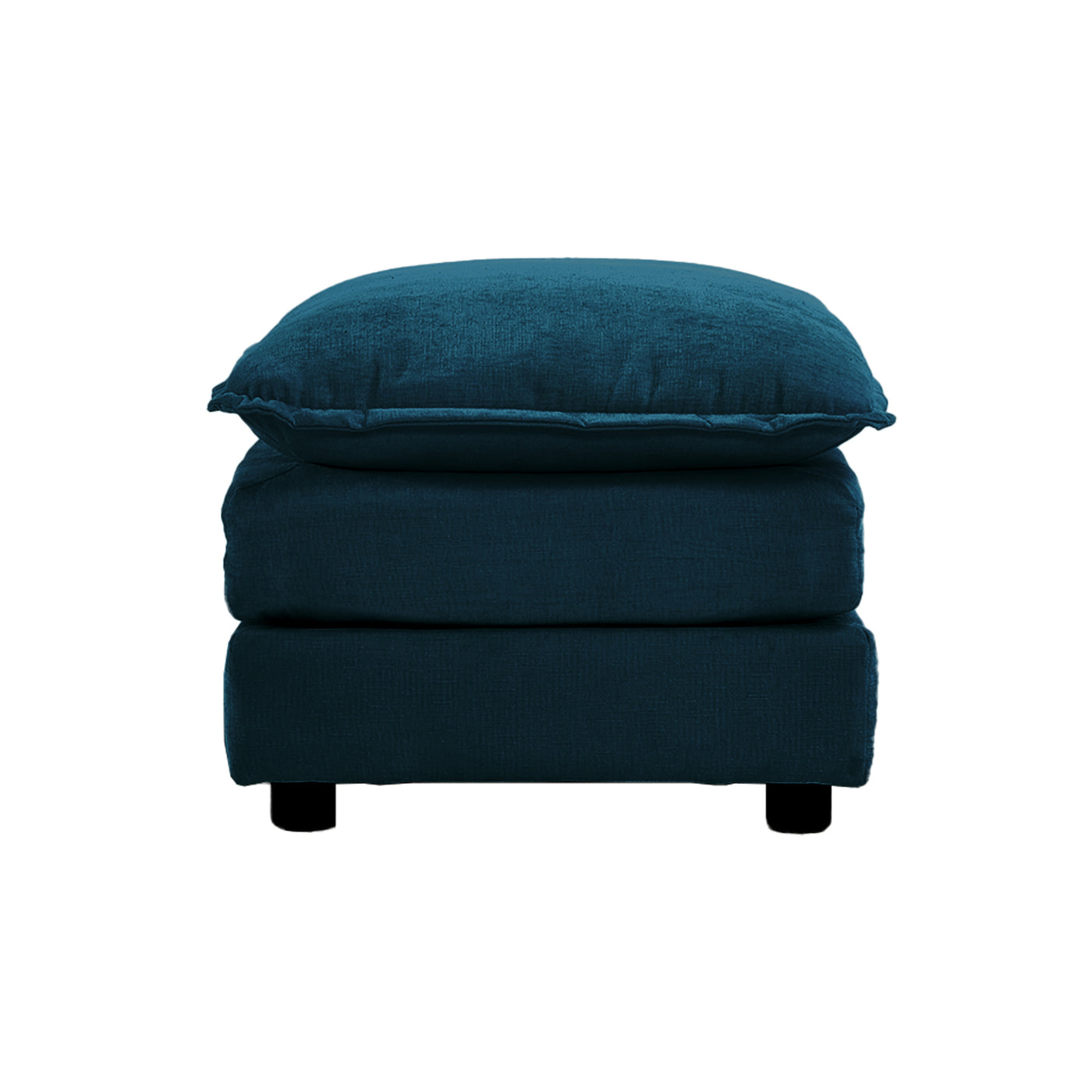 Farah Contemporary Chenille Upholstered Ottoman, Blue