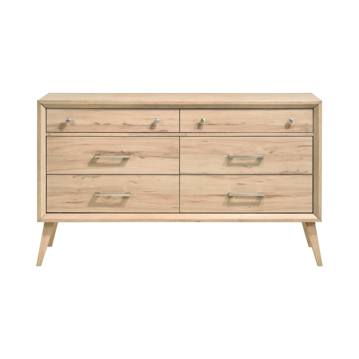 Marrin Mid-Century Modern 6-Drawer Dresser in Natural Oak