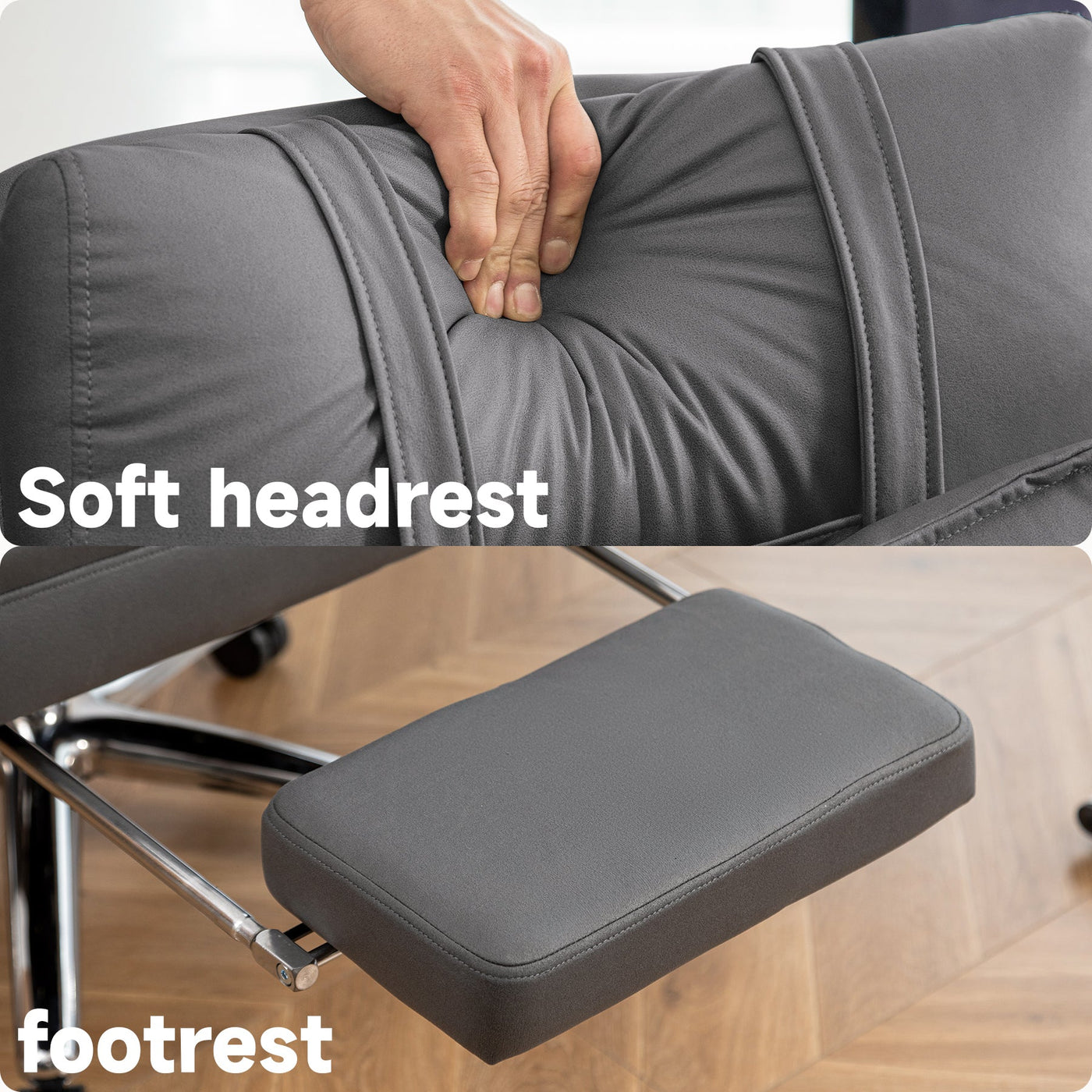 Laughton Tech Leather Ergonomic Office Chair, Gray