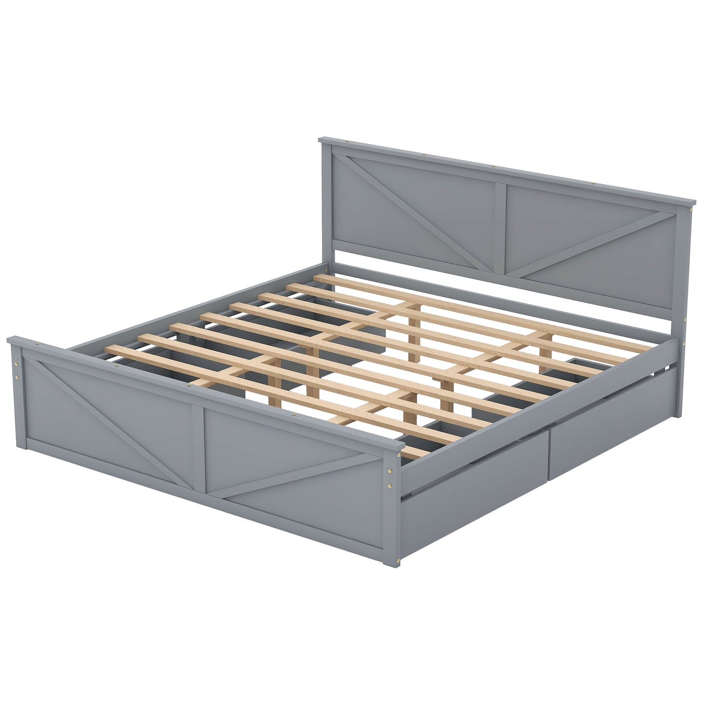 Rita King Size Platform Storage Bed with 4 Drawers - Gray