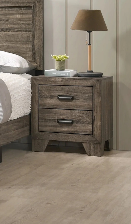 Park Transitional Wooden Nightstand with 2 Drawers, Rustic Gray
