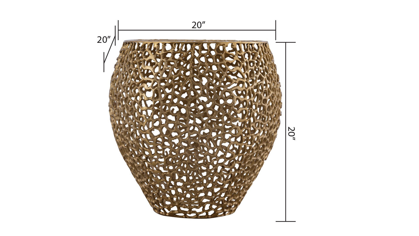 Azriel Aluminum Mesh Side Table, Gold