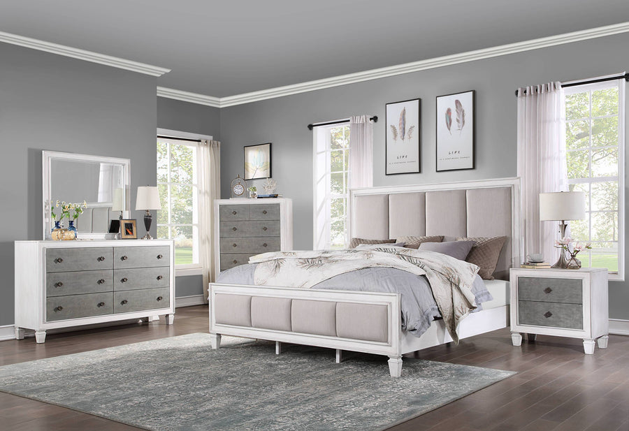 Katia Light Gray Linen, Rustic Gray & Weathered White Finish