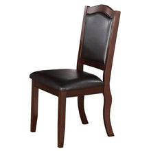Charlotte Traditional Solid Wood Dining Chairs with Leatherette Padded Seats (Set of 2), Dark Brown