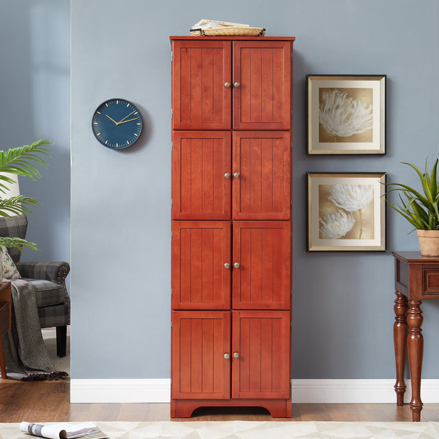 Calder 72.4" Storage Cabinet with 8 Doors and 4 Shelves , Cherry