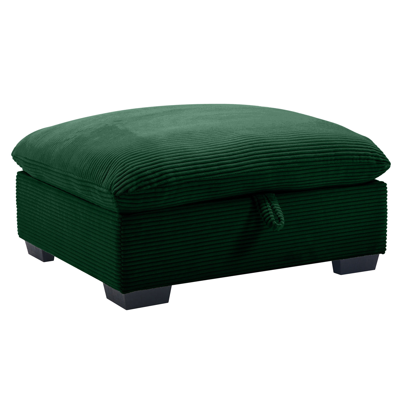 Sorrel Corduroy Upholstered Storage Ottoman, Green