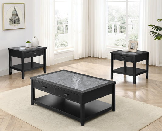Garvine - 3 Piece Occasional Table Set - Black & Gray