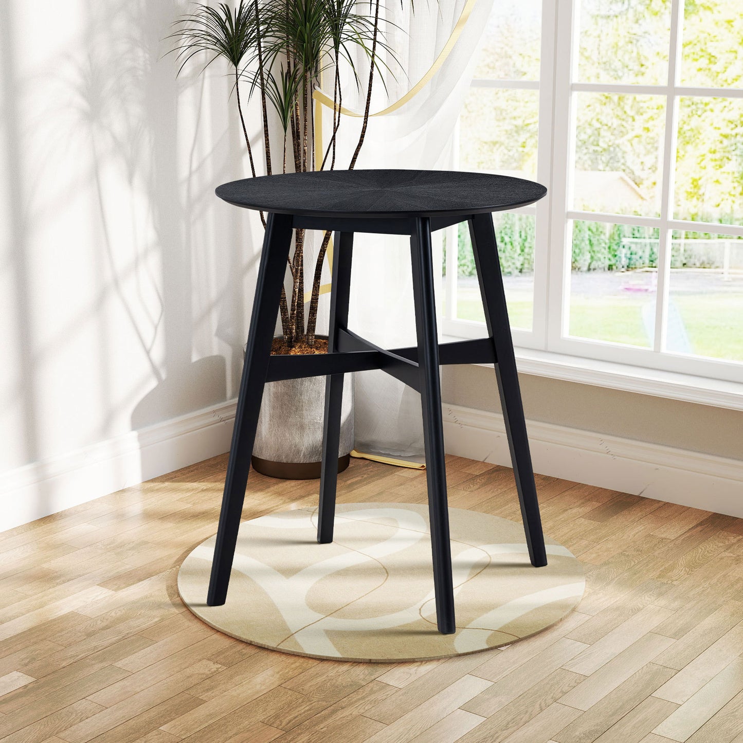 Gemma 31.5 Inch Oversize Round Bar Table, Black