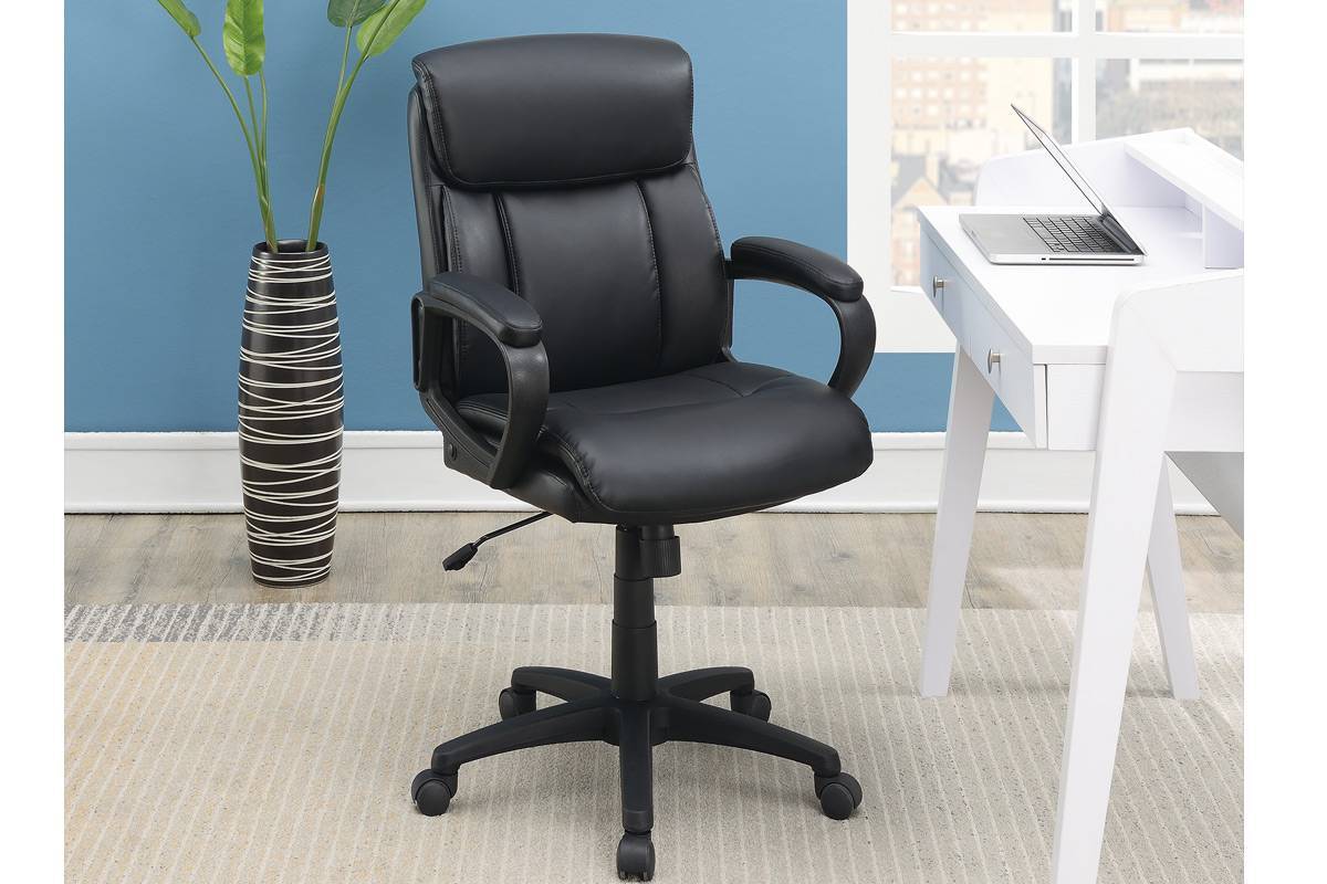 Modern PU Leather Executive Office Chair, Black