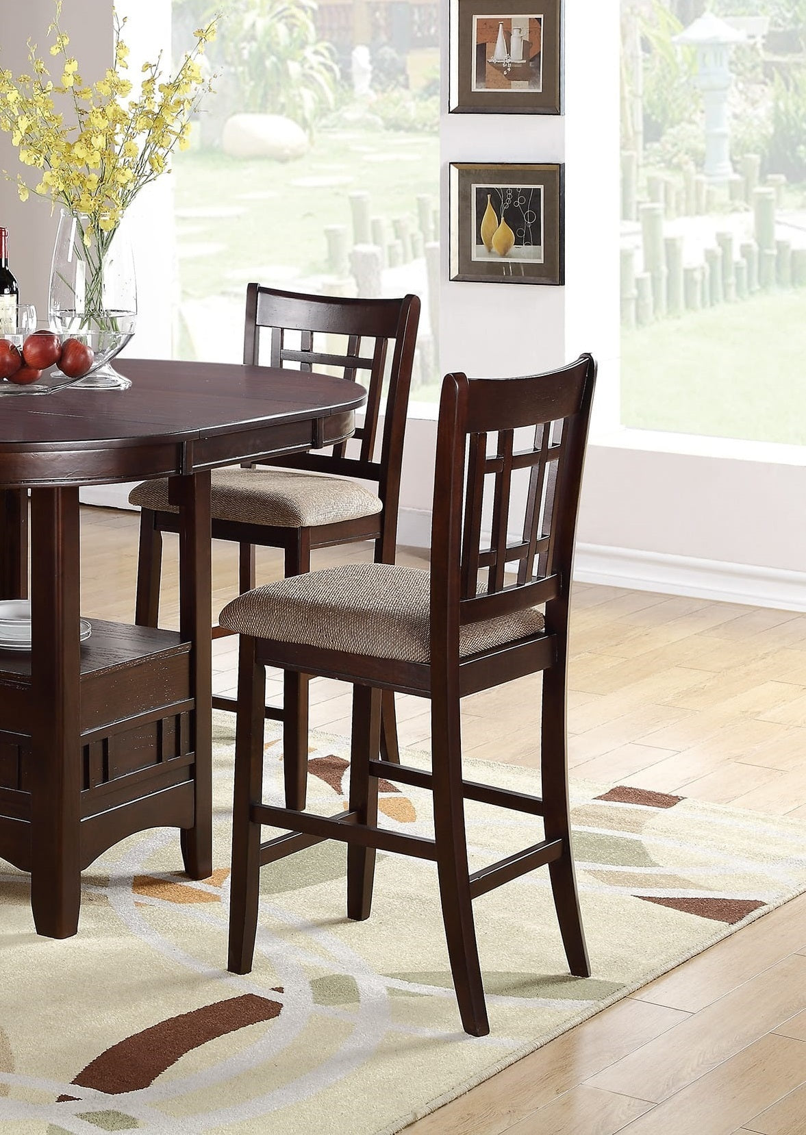 Belton Counter Height Chair in Brown with Upholstered Seat (Set of 2)