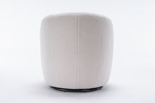 Trinity Teddy Upholstered Swivel Barrel Chair with Metal Ring - White