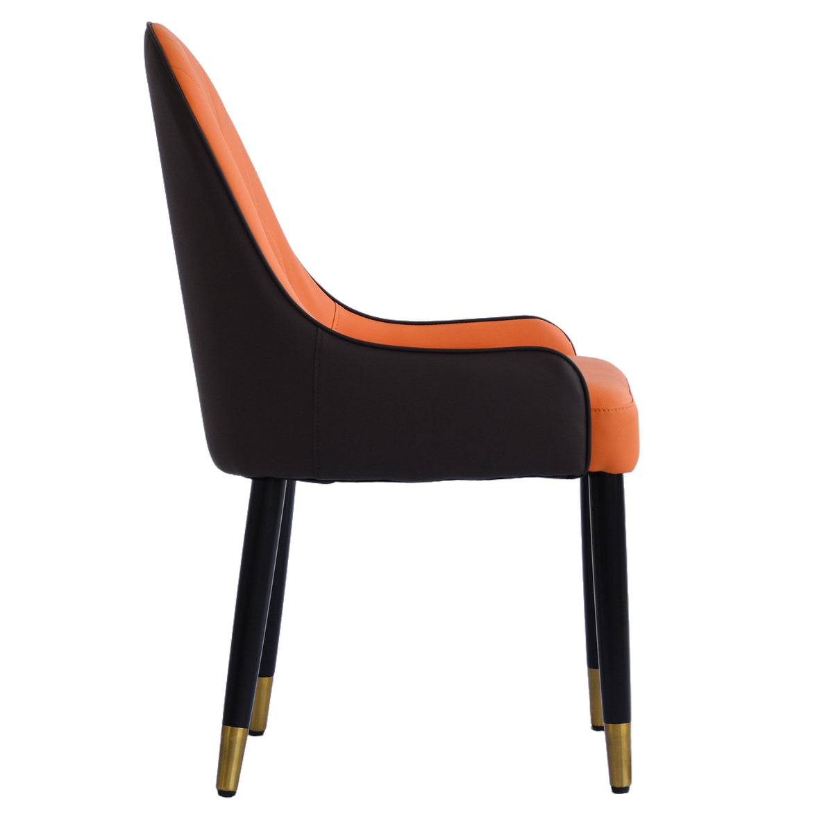 Appleton PU Leather Dining Side Chairs with Gold Tipped Legs (Set of 2) Orange & Dark Brown