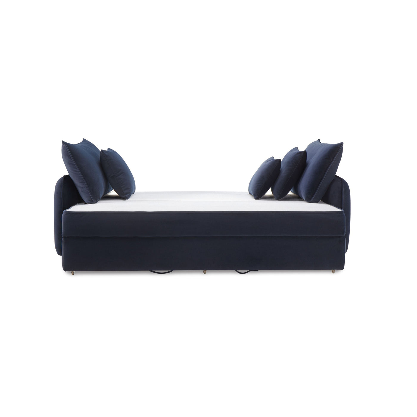 Irina Blue Velvet Sleeper Sofa w/ 3 Toss Pillows