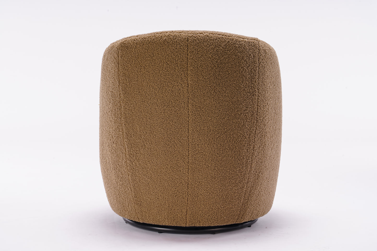Trinity Teddy Upholstered Swivel Barrel Chair with Metal Ring - Coffee