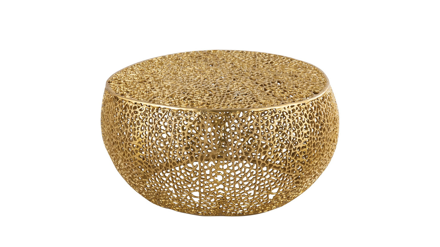 Azriel Round Aluminum Mesh Coffee Table, Gold