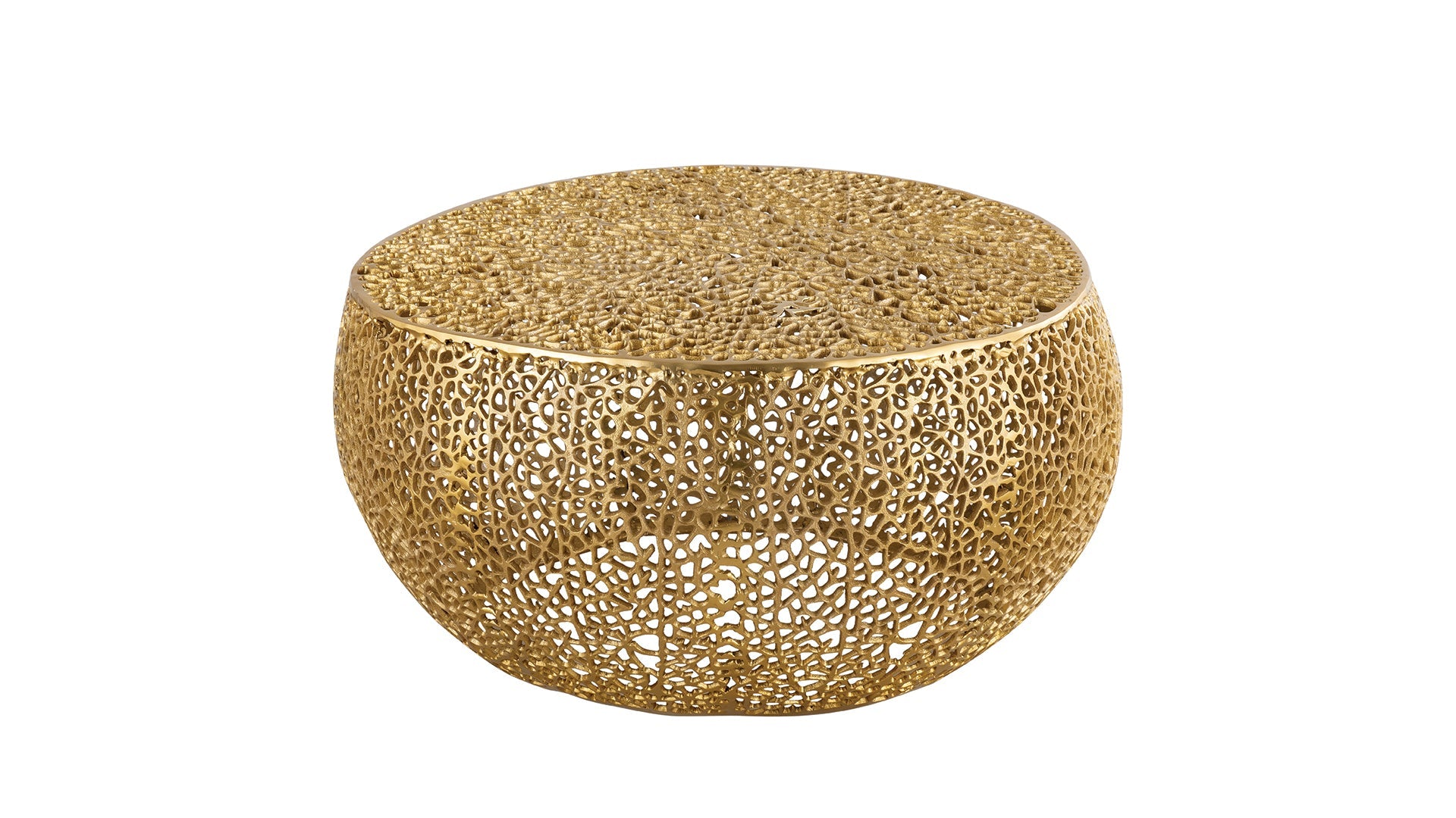 Azriel Round Aluminum Mesh Coffee Table, Gold