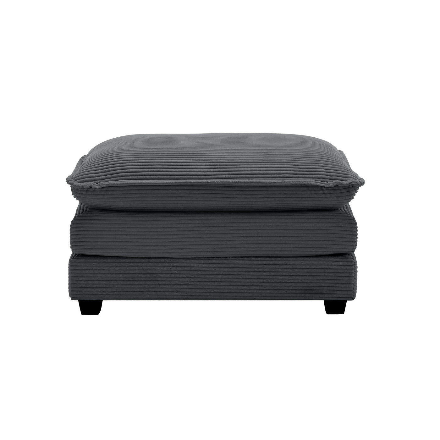 Wrenley Large Corduroy Upholstered Ottoman, Gray