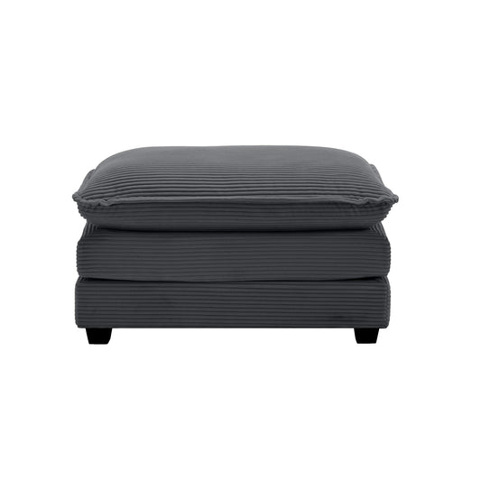 Wrenley Large Corduroy Upholstered Ottoman, Gray