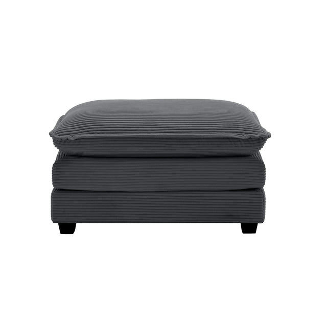 Wrenley Large Corduroy Upholstered Ottoman, Gray