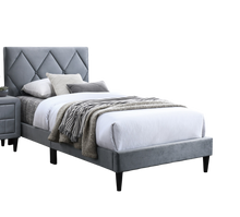 Olivia Twin Platform Bed w Adjustable Headboard, Gray