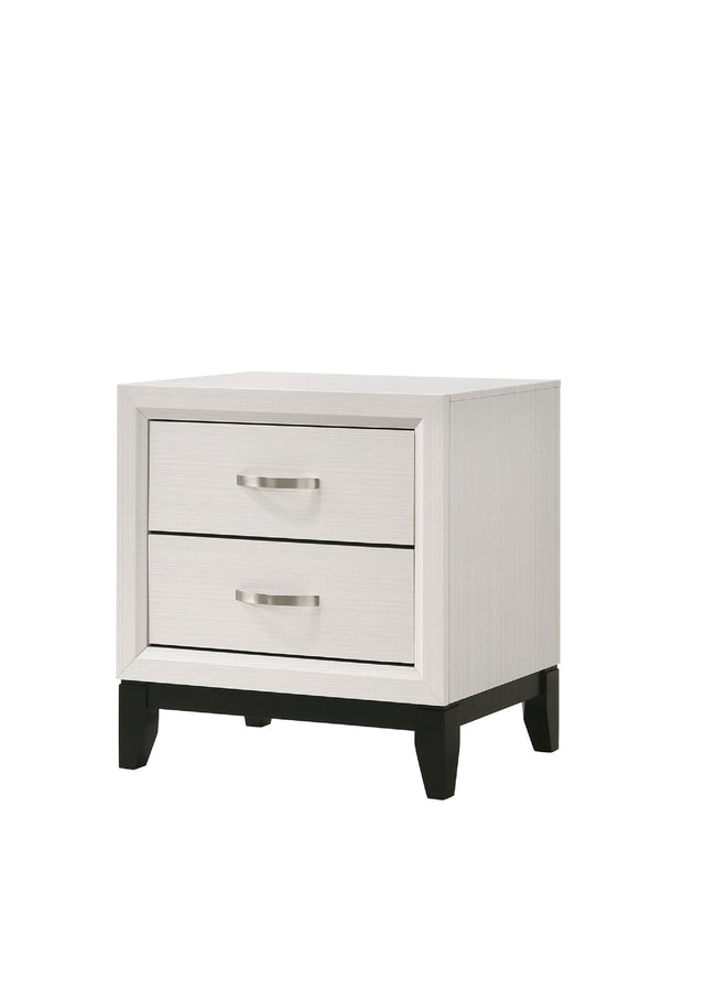 Collins Contemporary 2-Drawer Nightstand with Silver Handles, White