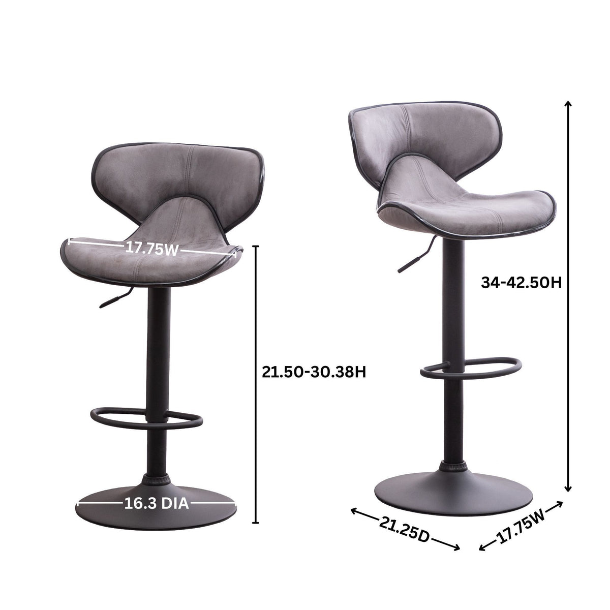 Masaccio Weathered Airlift Adjustable Bar Stools (Set of 2) Gray