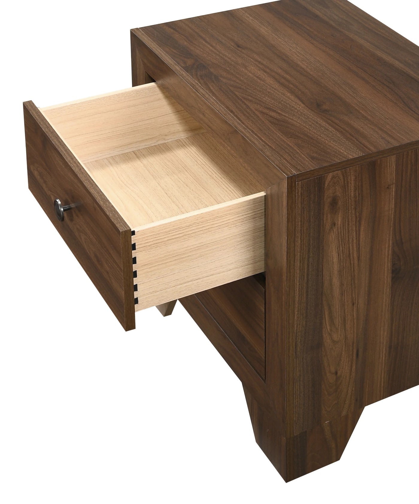 Mia Transitional Wooden Nightstand with 2 Drawers, Brown Cherry